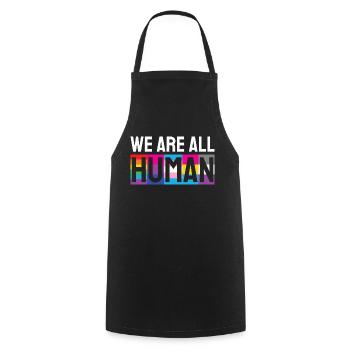 Wir sind alle Menschen LGBTQIA - Kochschürze - Schwarz - Vorne - AI Model Male 185 dark (185cm)