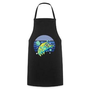 Tardigrade Blue Retro - Cooking Apron - black - Front - AI Model Male 185 dark (185cm)