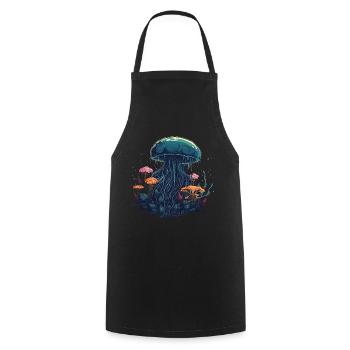 Méduses, Coraux, Mer, Océan, Vie marine, Animaux - Tablier de cuisine - noir - Devant - AI Model Male 185 dark (185cm)