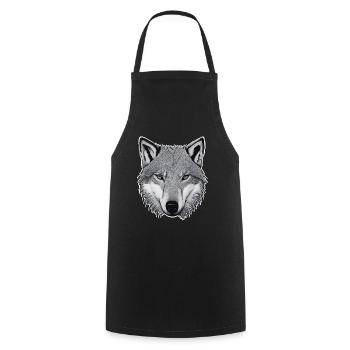Wolf - Kochschürze - Schwarz - Vorne - AI Model Male 185 dark (185cm)