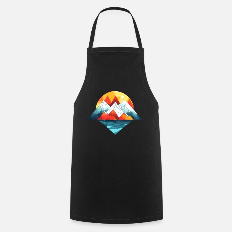 Mountains abstract in bright colors - Cooking Apron - black