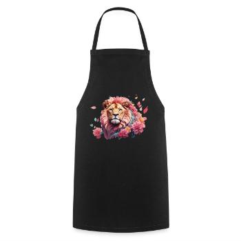 lion, predator, flowers, romantic, king, mane - Cooking Apron - black - Front - AI Model Male 185 dark (185cm)