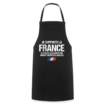 Je supporte la France et les équipes contre ENG - Tablier de cuisine - noir - Devant - AI Model Male 185 dark (185cm)