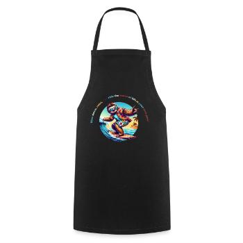 Slow Down Sloth Surf - Faultier Surf T-Shirt - Cooking Apron - black - Front - AI Model Male 185 dark (185cm)