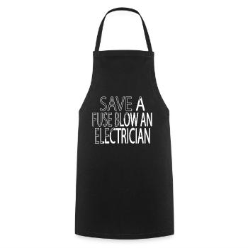 gift idea funny sayings electrician clothing - Kochschürze - Schwarz - Vorne - AI Model Male 185 dark (185cm)