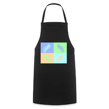 MTB Pop Art pastel - Cooking Apron - black - Front - AI Model Male 185 dark (185cm)