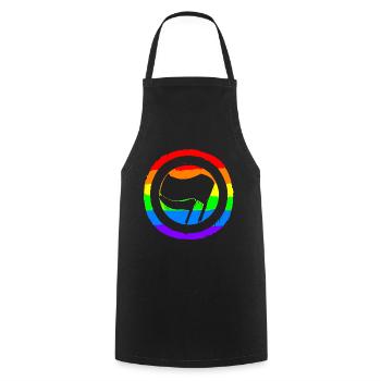 Rainbow Colorful Protest Antifa Links - Cooking Apron - black - Front - AI Model Male 185 dark (185cm)