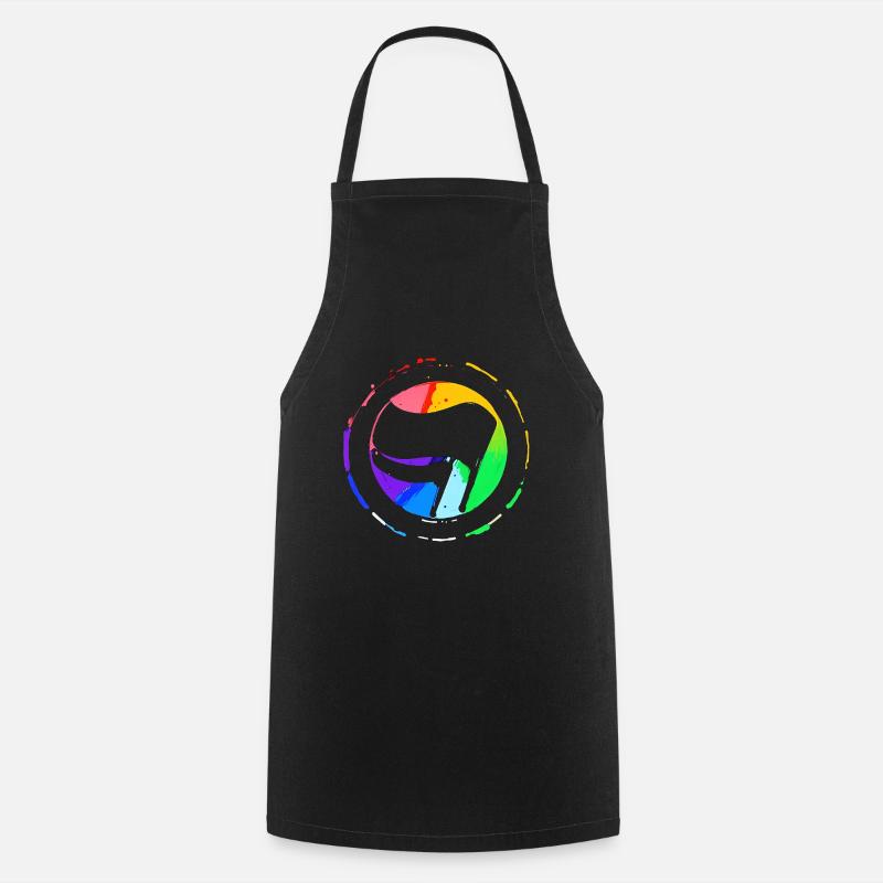 Regenbogen Antifa Flagge - Kochschürze - Schwarz