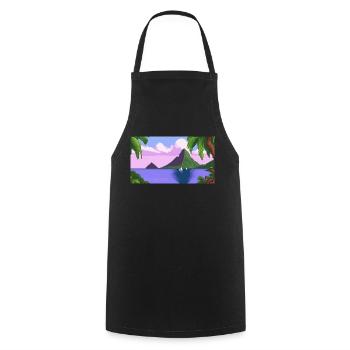 Piton ,St lucia - Pixel Art - Cooking Apron - black - Front - AI Model Male 185 dark (185cm)