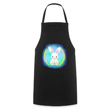 Hase Osterhase weisser Hase Kaninchen - Kochschürze - Schwarz - Vorne - AI Model Male 185 dark (185cm)