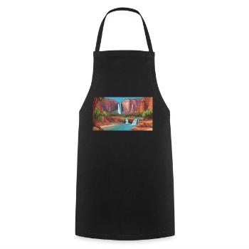Havasu Falls, Arizona - Pixel Art - Cooking Apron - black - Front - AI Model Male 185 dark (185cm)