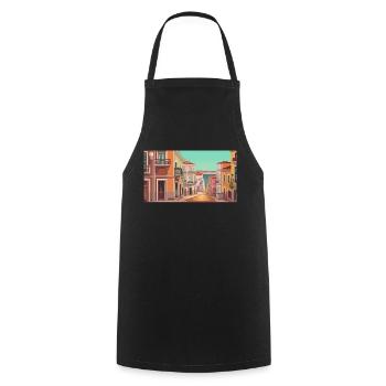 Lisbon, Portugal - Pixel Art - Cooking Apron - black - Front - AI Model Male 185 dark (185cm)