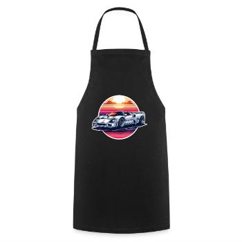voiture vintage couché de soleil - Tablier de cuisine - noir - Devant - AI Model Male 185 dark (185cm)