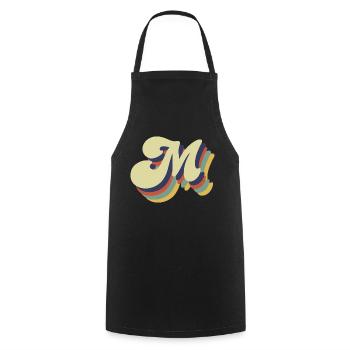 Retro M Buchstabe - Kochschürze - Schwarz - Vorne - AI Model Male 185 dark (185cm)