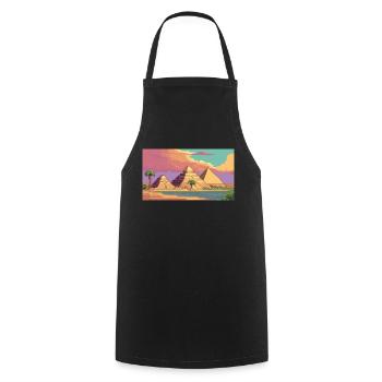 Giza, Egypt - Pixel Art - Cooking Apron - black - Front - AI Model Male 185 dark (185cm)