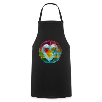 Coeur coloré Coeur coloré Amour - Tablier de cuisine - noir - Devant - AI Model Male 185 dark (185cm)