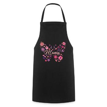 Mom Butterfly / Mother's Day - Cooking Apron - black - Front - AI Model Male 185 dark (185cm)