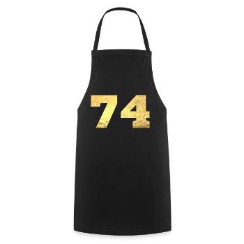 74 Gold Glitter - 74 Birthday - Cooking Apron - black - Front - AI Model Male 185 dark (185cm)