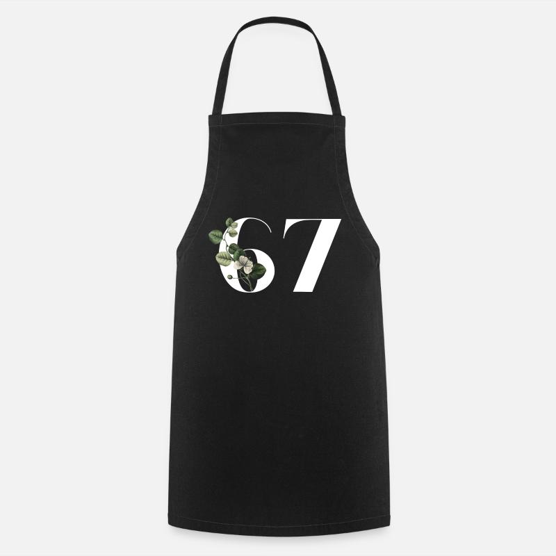 Nummer 67 Blumengrün - 67. Blumengeburtstag - Kochschürze - Schwarz