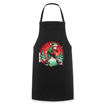 Christmas Elf Ice Hockey - Cooking Apron - black - Front - AI Model Male 185 dark (185cm)
