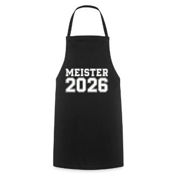 meister 2026 - Kochschürze - Schwarz - Vorne - AI Model Male 185 dark (185cm)