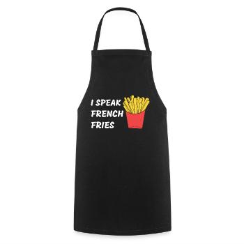 Ich spreche Pommes frites lustiger Spruch - Kochschürze - Schwarz - Vorne - AI Model Male 185 dark (185cm)