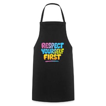 respect yourself first Mental Health & Wellness - Cooking Apron - black - Front - AI Model Male 185 dark (185cm)