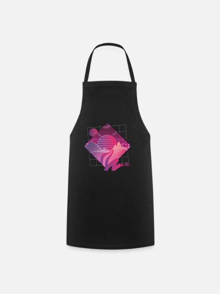 retrowave landscape - Cooking Apron - black