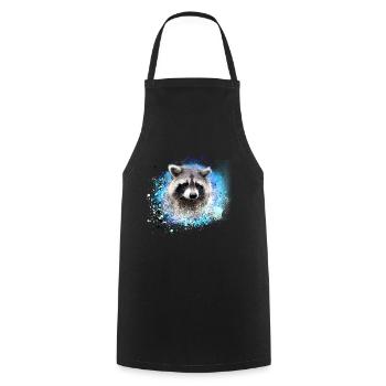 raccoon, bear, graffiti, painting, blue - Cooking Apron - black - Front - AI Model Male 185 dark (185cm)