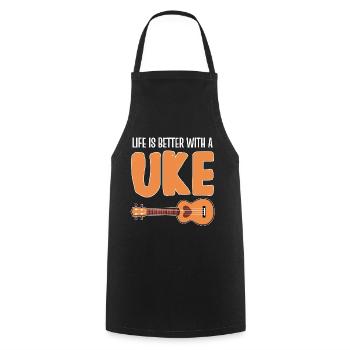 Ukulélé - Tablier de cuisine - noir - Devant - AI Model Male 185 dark (185cm)
