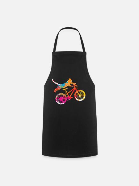 cat on a bike - Cooking Apron - black