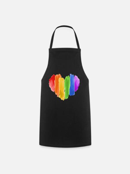 Regenbogen LGBT Herz Gay Pride Csd - Kochschürze - Schwarz