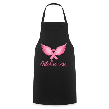 Octobre rose Lutte contre le cancer du sein - Tablier de cuisine - noir - Devant - AI Model Male 185 dark (185cm)