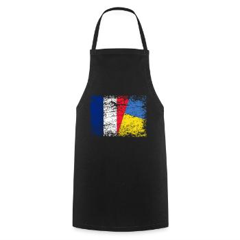 Flag Ukraine France Stand With Ukraine Support - Cooking Apron - black - Front - AI Model Male 185 dark (185cm)