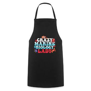 Crazy Marine Biology Lady Ocean Student Scientist - Cooking Apron - black - Front - AI Model Male 185 dark (185cm)