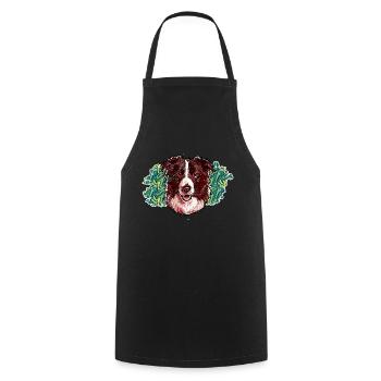 Tête de Border collie - En graffiti #1 - Tablier de cuisine - noir - Devant - AI Model Male 185 dark (185cm)