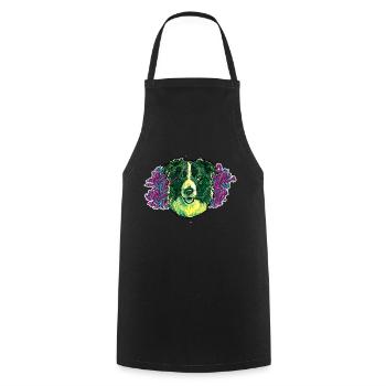 Tête de Border collie - En graffiti #3 - Tablier de cuisine - noir - Devant - AI Model Male 185 dark (185cm)