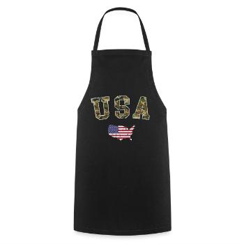 USA Map Military Pattern Flag - Cooking Apron - black - Front - AI Model Male 185 dark (185cm)