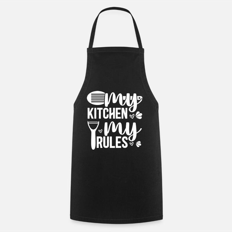 Ma cuisine Mes règles - Drôle de dicton de cuisine - Tablier de cuisine - noir