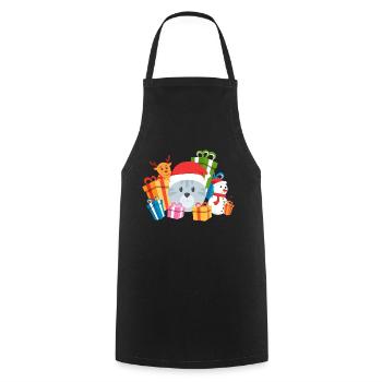 Christmas Cat Present - Cooking Apron - black - Front - AI Model Male 185 dark (185cm)