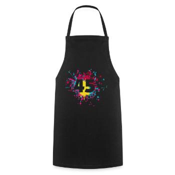 Number 45th Color Splash - Cooking Apron - black - Front - AI Model Male 185 dark (185cm)