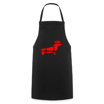 Dachshund in Buffalo Plaid Pattern Christmas Dog Christmas Weih - Cooking Apron - black - Front - AI Model Male 185 dark (185cm)