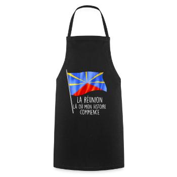 La Réunion mon histoire Mon île Cadeau Drapeau - Tablier de cuisine - noir - Devant - AI Model Male 185 dark (185cm)