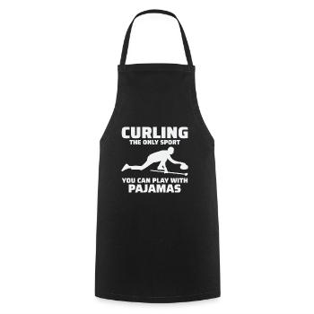Curling Sweeping Fan Winter Ice Sport Curler Funny - Cooking Apron - black - Front - AI Model Male 185 dark (185cm)