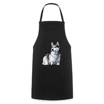 Nette Husky Hund Rasse Kopf Cartoon Illustration - Kochschürze - Schwarz - Vorne - AI Model Male 185 dark (185cm)
