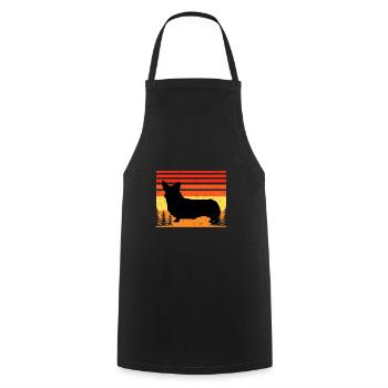 Corgi Dog Silhouette Vintage Sunset for Dog Lovers - Cooking Apron - black - Front - AI Model Male 185 dark (185cm)