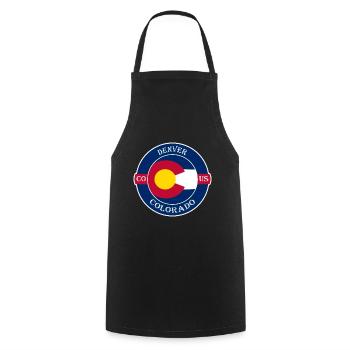 Denver Colorado Flag USA Travel Souvenir Badge - Tablier de cuisine - noir - Devant - AI Model Male 185 dark (185cm)