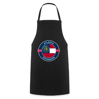 Atlanta Georgia Flagge USA Reise Souvenir Abzeichen - Kochschürze - Schwarz - Vorne - AI Model Male 185 dark (185cm)