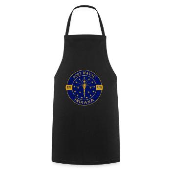 Fort Wayne Indiana Flag USA Travel Souvenir Badge - Cooking Apron - black - Front - AI Model Male 185 dark (185cm)
