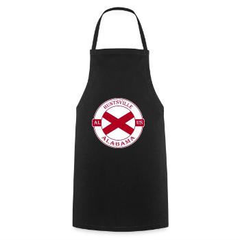 Huntsville Alabama Flag USA Travel Souvenir Badge - Cooking Apron - black - Front - AI Model Male 185 dark (185cm)